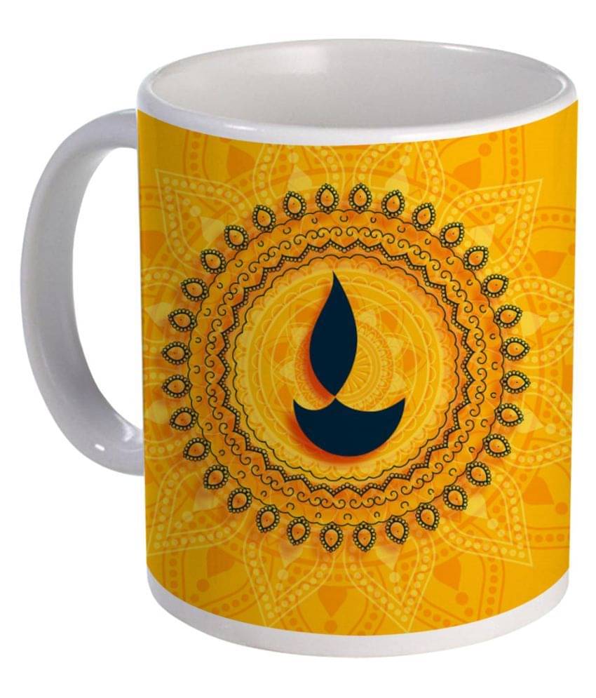 COLOR YARD happy diwal design with mandala background Ceramic Coffee Mug 1 Pcs 385 mL COLOR YARD happy diwal design with mandala background Ceramic Coffee Mug 1 Pcs 385 mL