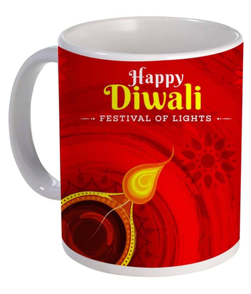 COLOR YARD happy diwali design with oil lamp red background Ceramic Coffee Mug 1 Pcs 385 mL COLOR YARD happy diwali design with oil lamp red background Ceramic Coffee Mug 1 Pcs 385 mL