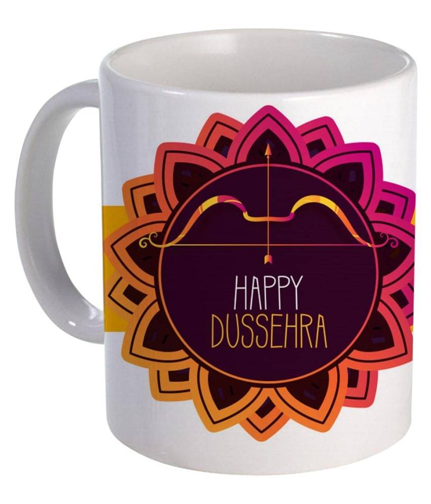 COLOR YARD happy-dussehra design with mandala background Ceramic Coffee Mug 1 Pcs 385 mL COLOR YARD happy-dussehra design with mandala background Ceramic Coffee Mug 1 Pcs 385 mL