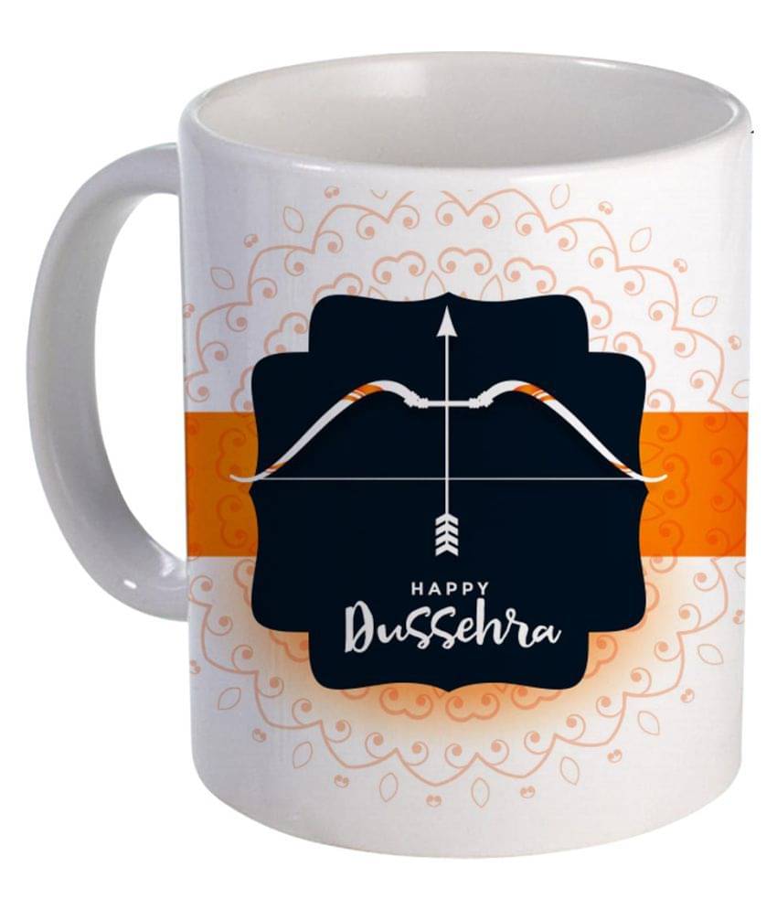 COLOR YARD happy-dussehra design with mandala Ceramic Coffee Mug 1 Pcs 385 mL COLOR YARD happy-dussehra design with mandala Ceramic Coffee Mug 1 Pcs 385 mL
