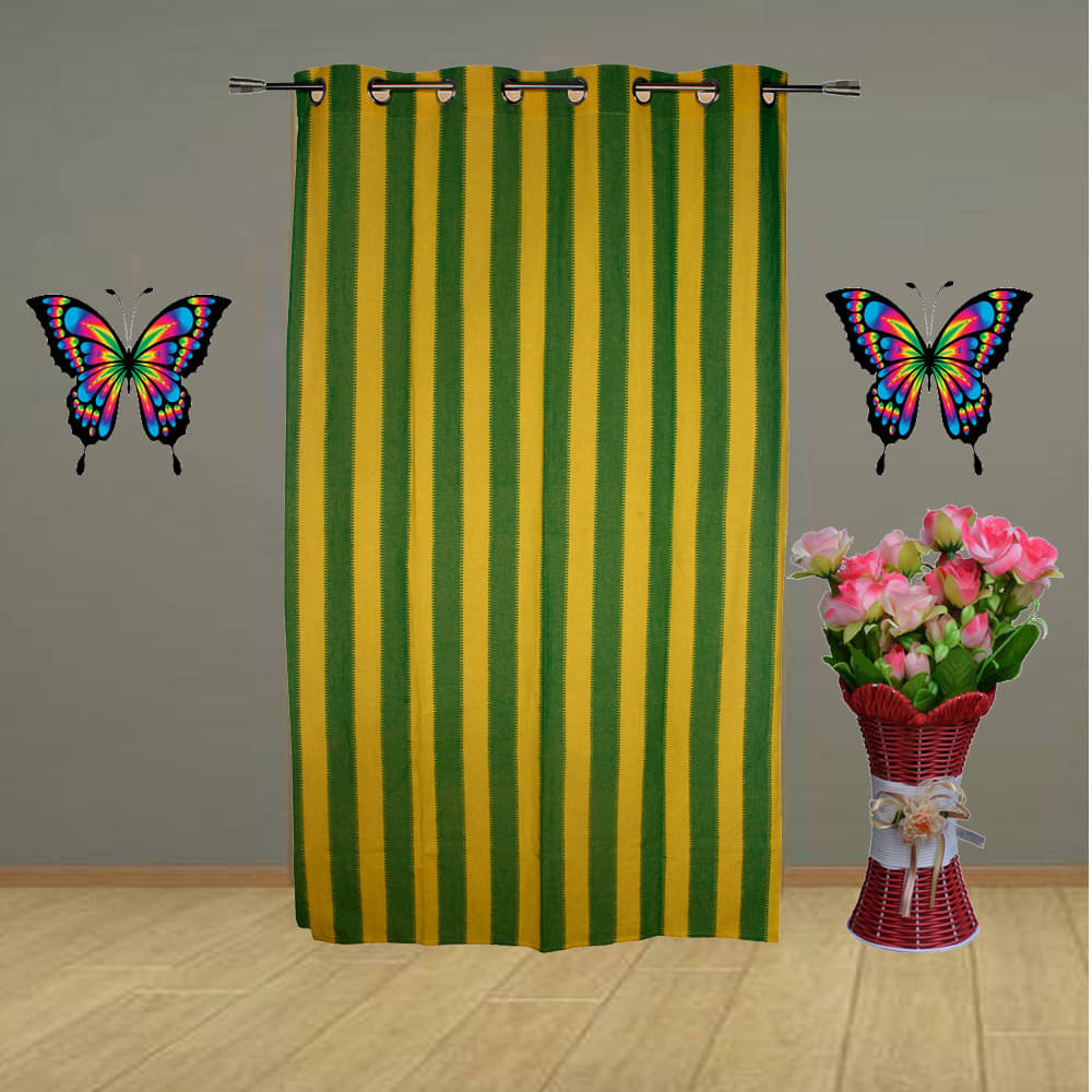     			HOMEFLY Vertical Striped Room Darkening Eyelet Curtain 8 ft ( Pack of 1 ) - Green
