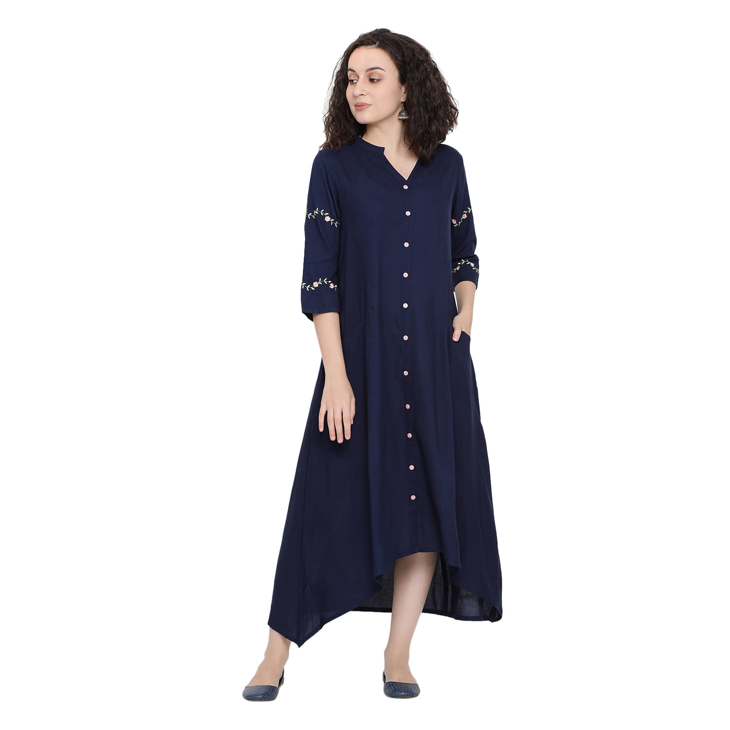     			Antaran Women Rayon A-line Dress ( Navy )