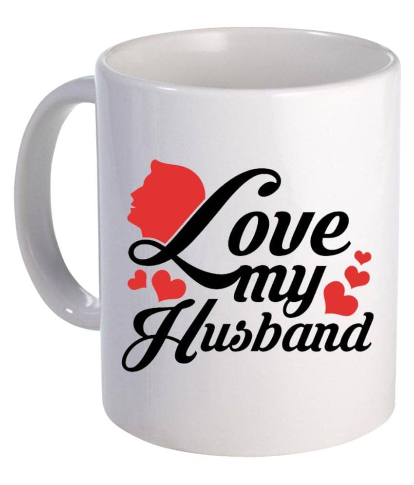     			COLOR YARD love my husband text Ceramic Coffee Mug 1 Pcs 320 mL
