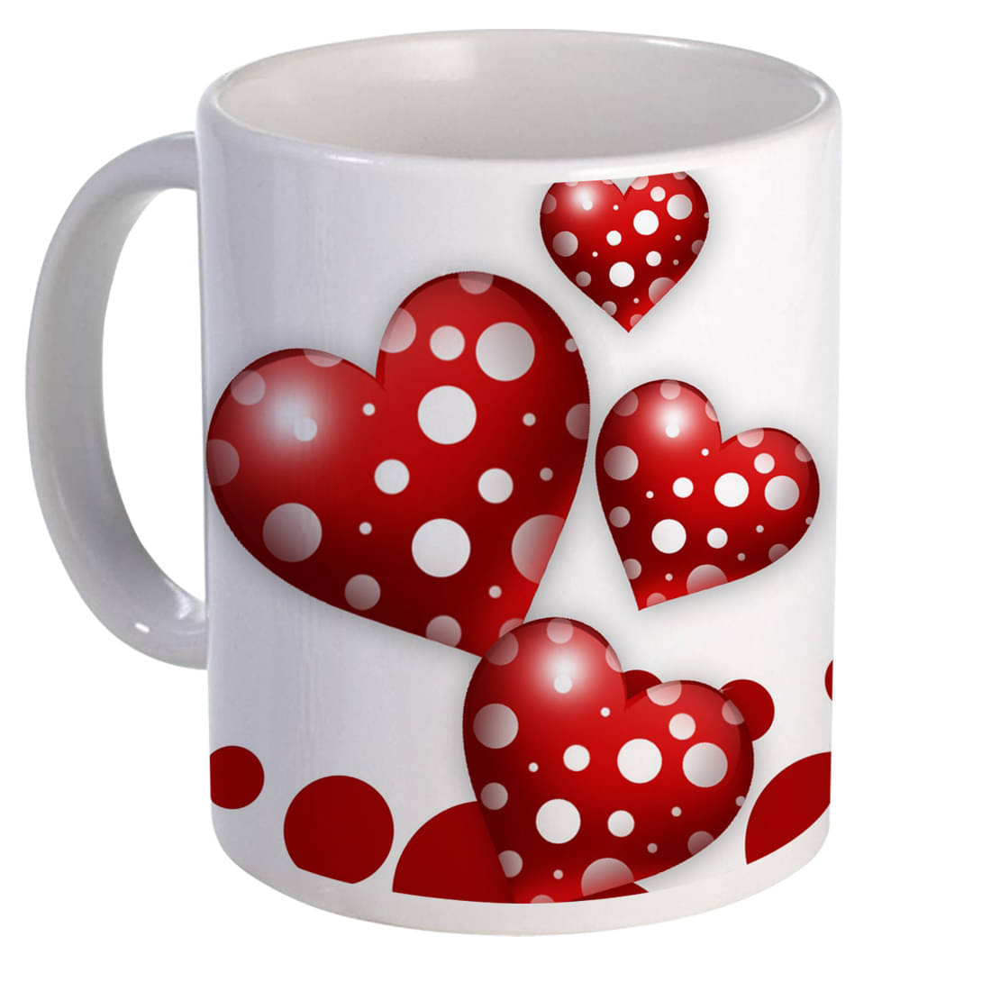     			COLOR YARD red heart design Ceramic Coffee Mug 320 mL ( Pack of 1 )