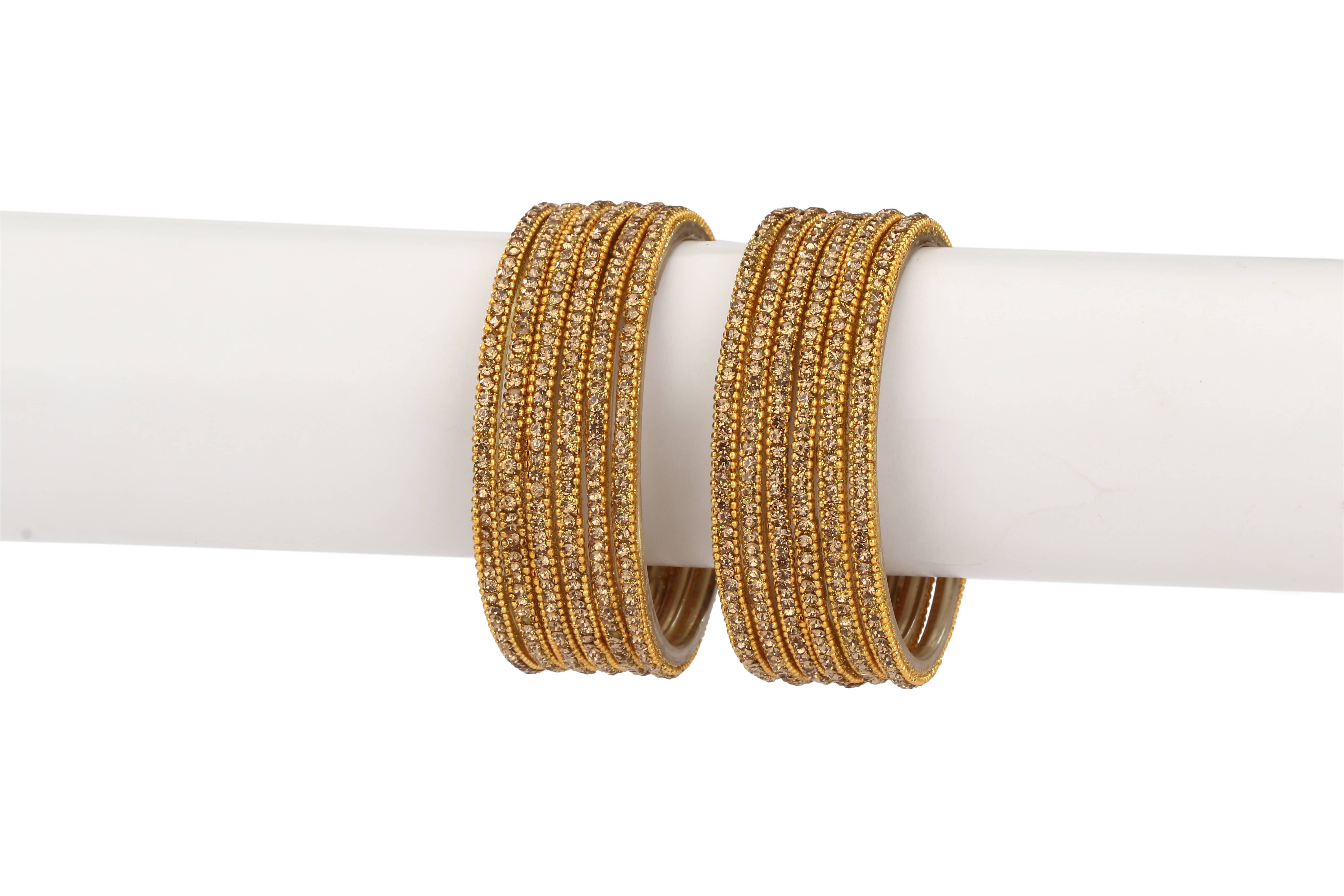     			Party Glass Bangle Set Ornamented With Beads For Spaical Look (Pack Of 12 Gold Shining & Attractive