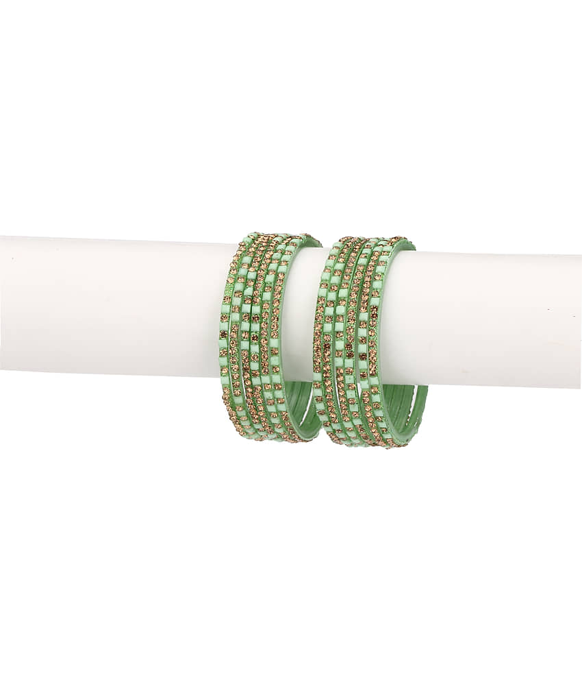 Party Glass Bangle Set Ornamented With Beads For Spaical Look (Pack Of 12 Green Shining & Attractive - Bangles & Bracelets | Buy online on ZillyBuy