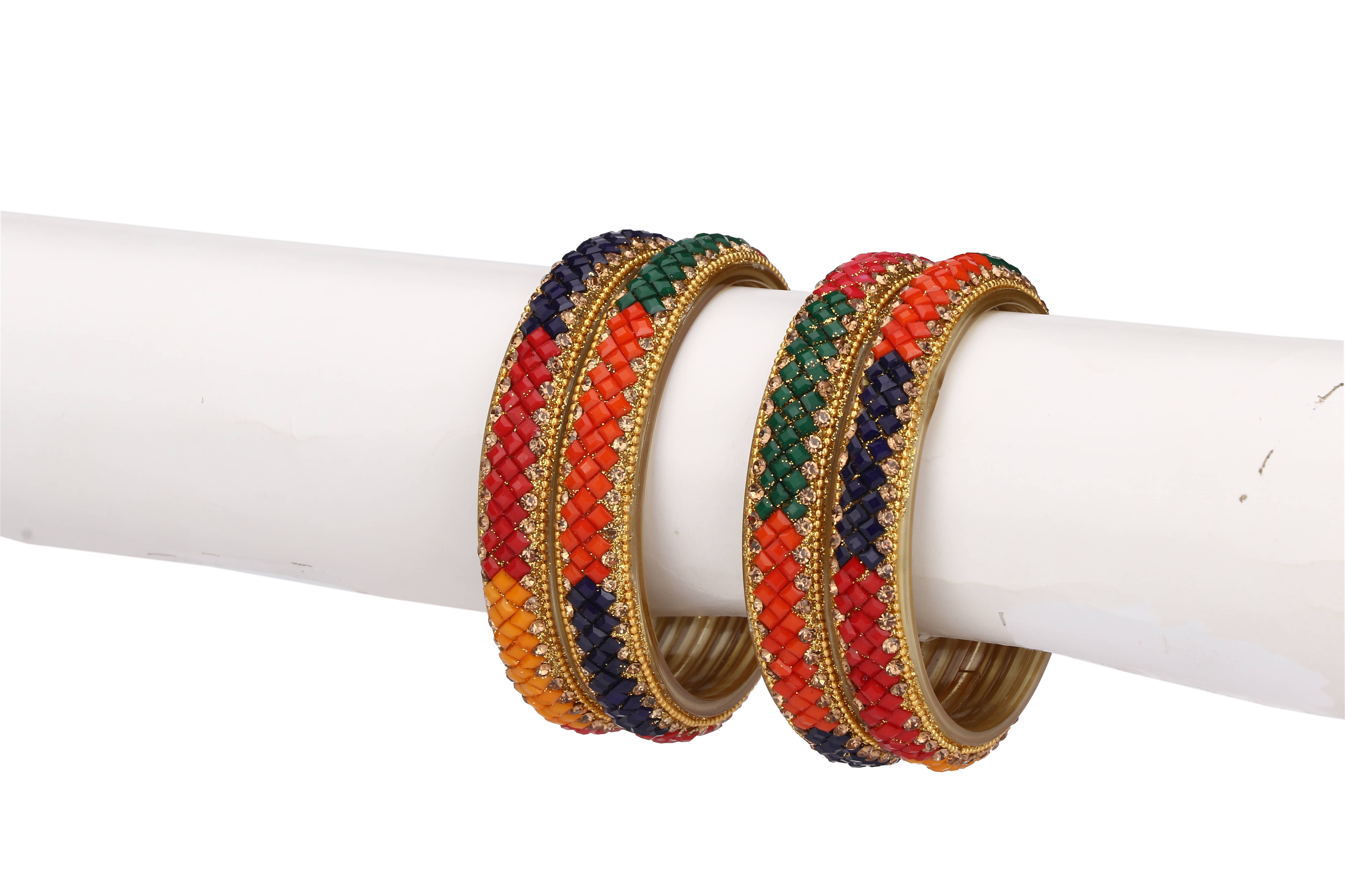 Party Glass Bangle Set Ornamented With Beads For Spaical Look (Pack Of 4 Multi Shining & Attractive - Bangles & Bracelets | Buy online on ZillyBuy