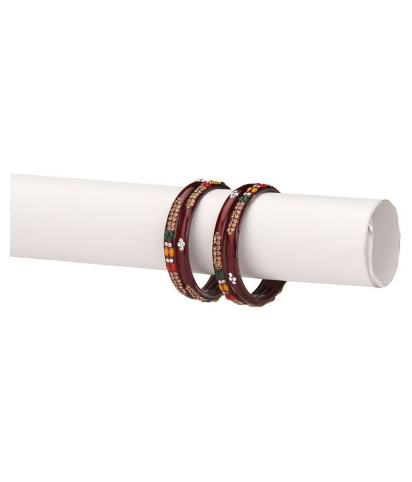 Party Glass Bangle Set Ornamented With Beads For Spaical Look (Pack Of 4 Multi Shining & Attractive - Bangles & Bracelets | Buy online on ZillyBuy