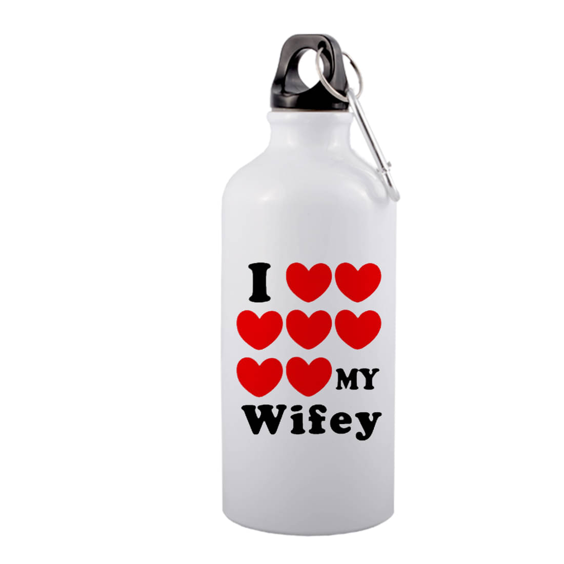     			COLOR YARD I love my wifey text with heart  White 600 mL Aluminum Water Bottle set of 1