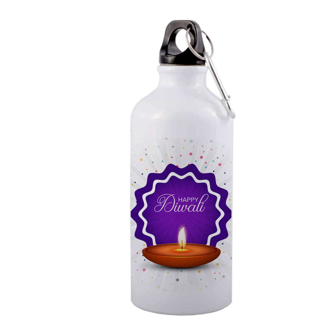     			COLOR YARD happy diwali diya oil lamp festival background White 600 mL Aluminum Water Bottle set of 1