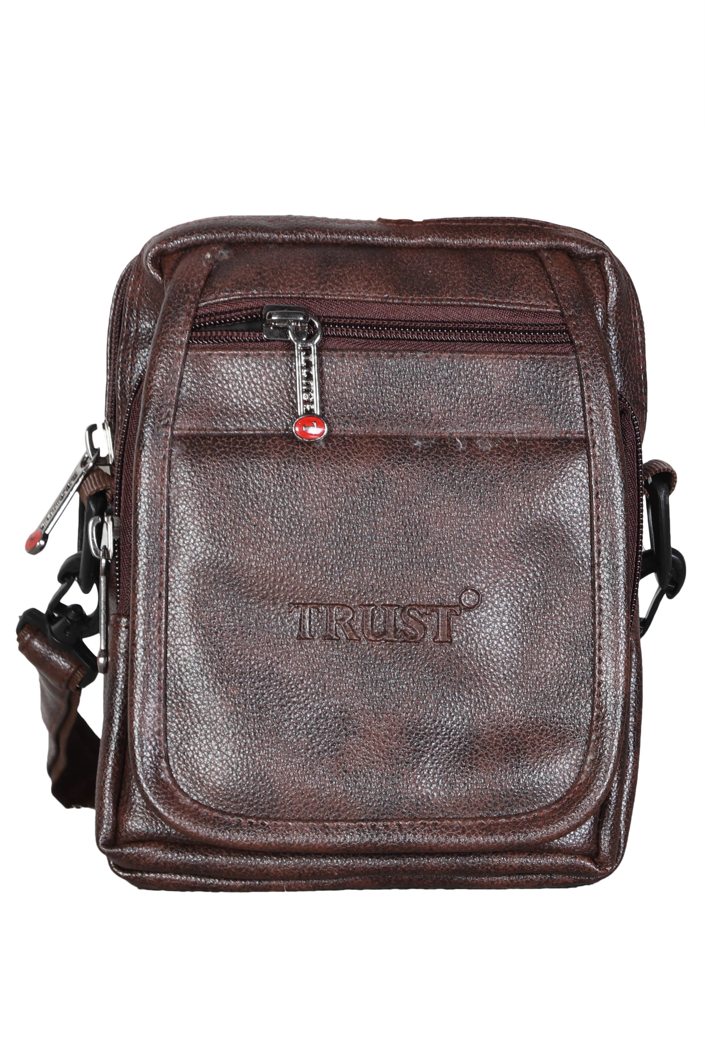     			Trust Brown P.U. Casual Messenger Bag