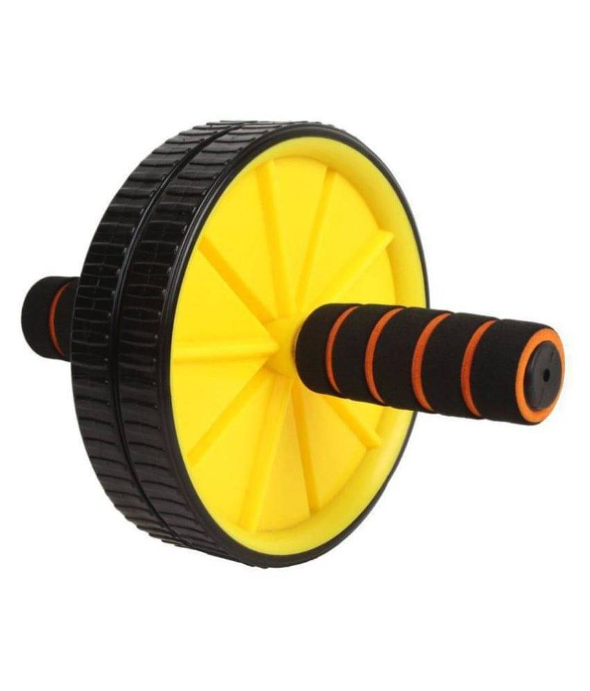     			Double Ab Wheel Roller Core Abdominal Workout with Knee Mat (Random Color)