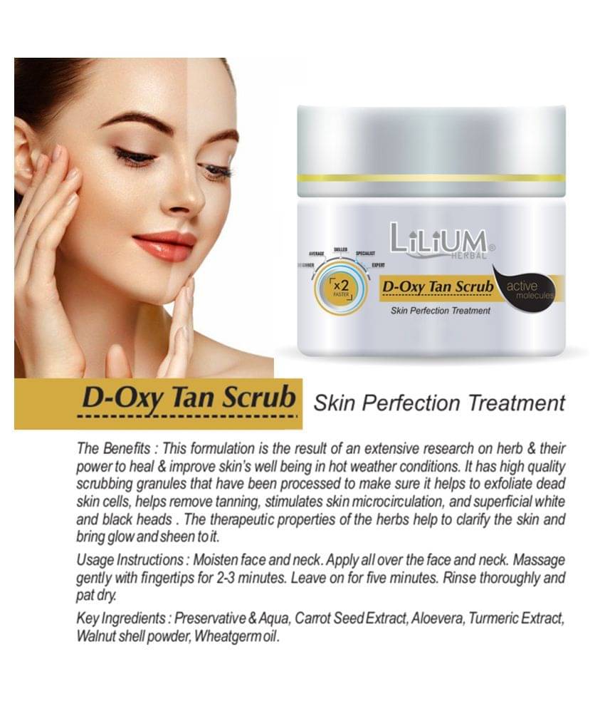 Lilium D-Oxy Tan Scrub 40g, For Exfoliation, Tan Removal, Antioxidant Protection, Pack Of 2 Lilium D-Oxy Tan Scrub 40g, For Exfoliation, Tan Removal, Antioxidant Protection, Pack Of 2