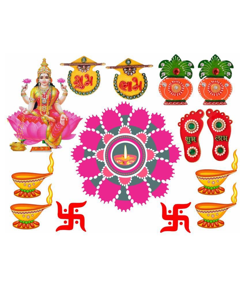 Decor Villa Happy Diwali combo Festive Sticker ( 38 x 60 cms )