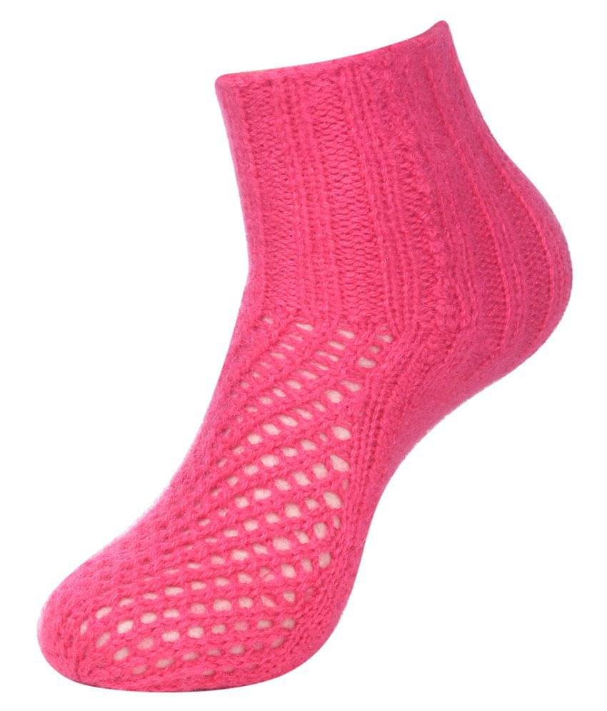     			KC Store Women's Pink Handmade Woolen Net Design Socks For Winters