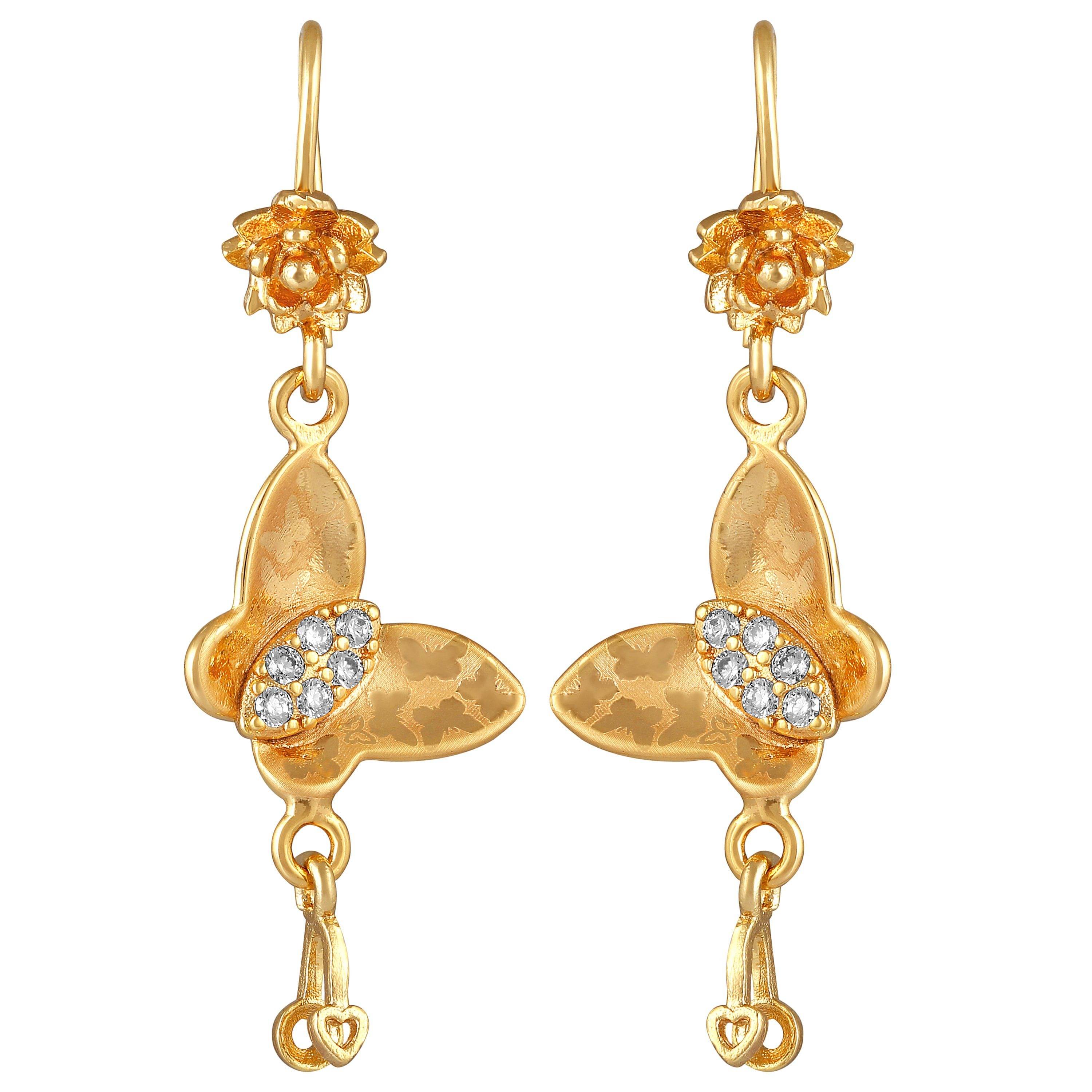     			Asmitta Gold Tone Butterfly Contemporary Dangle Earrings For women