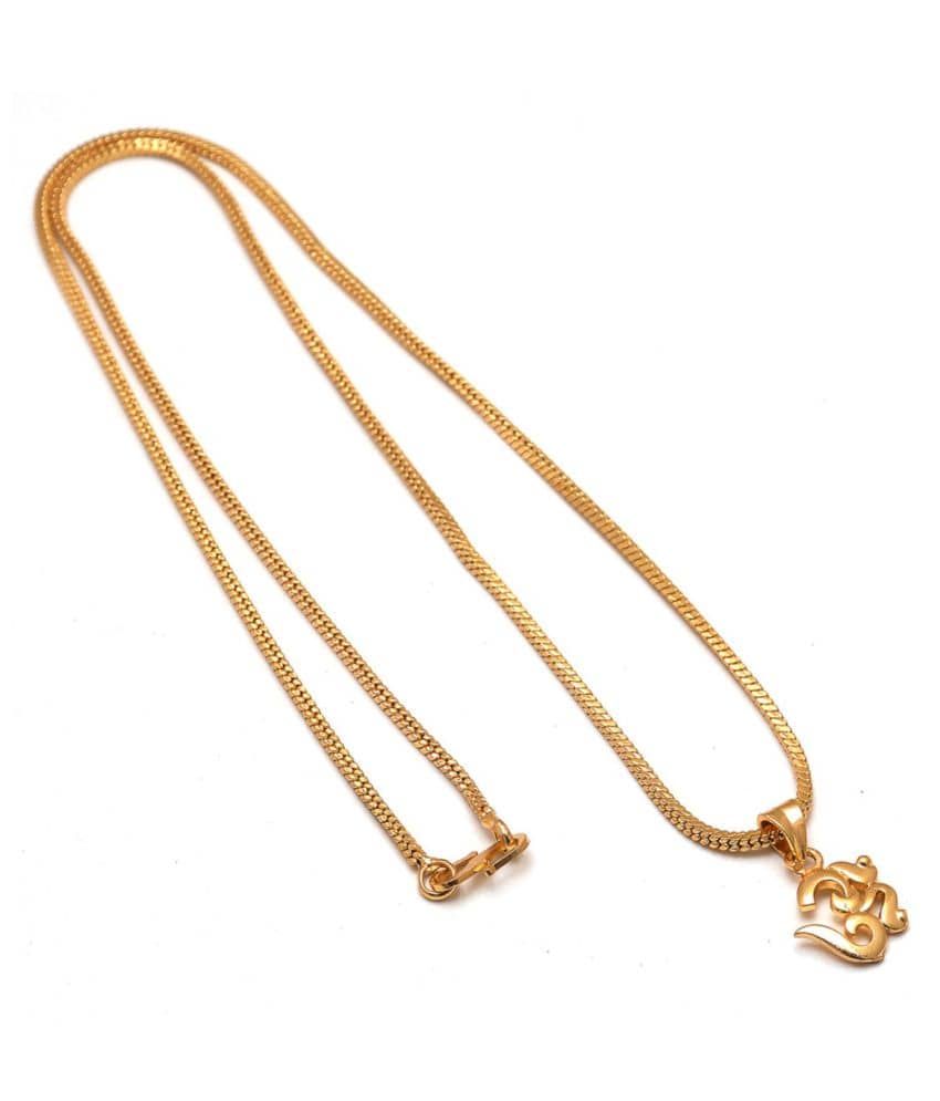 Jewar Mandi Gold Plated Om ohm Locket Chain 24 inch god Real Look for Men Women Girls 7707 - Jewellery Sets | Buy online on ZillyBuy