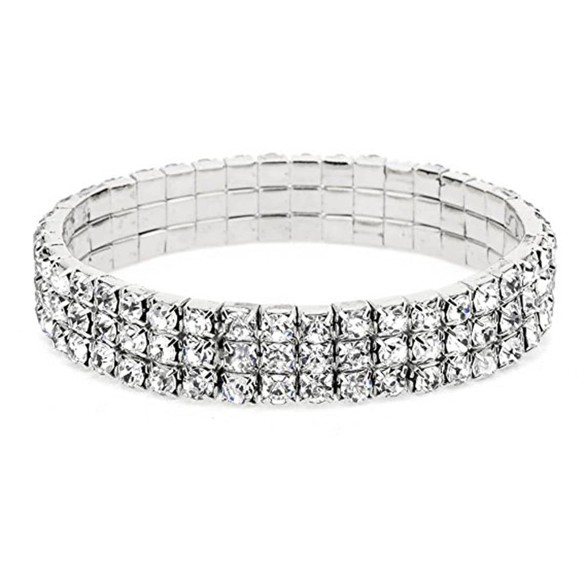 ZIVOM® Stylish Trendy Three Line Austrian Rhinestone Crystal Stretch Elastic Free Size Bracelet for Girls Women - Bangles & Bracelets | Buy online on ZillyBuy
