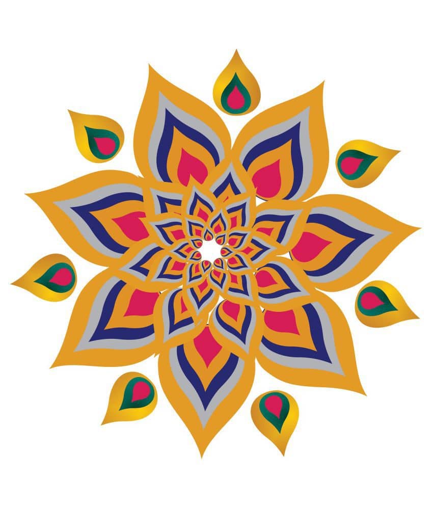 Decor Villa Rangoli Floor Sticker Festive Sticker ( 40 x 40 cms )