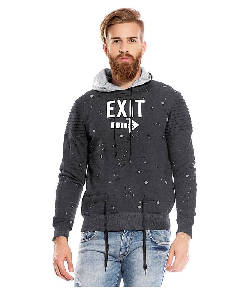     			Maniac Cotton Blend Hooded Men's Sweatshirt - Grey ( Pack of 1 )