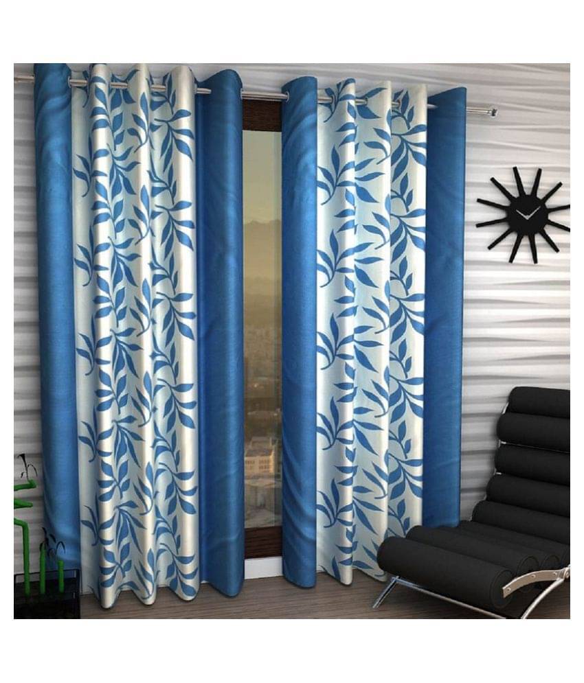     			Tanishka Fabs Semi-Transparent Curtain 5 ft ( Pack of 2 ) - Aqua