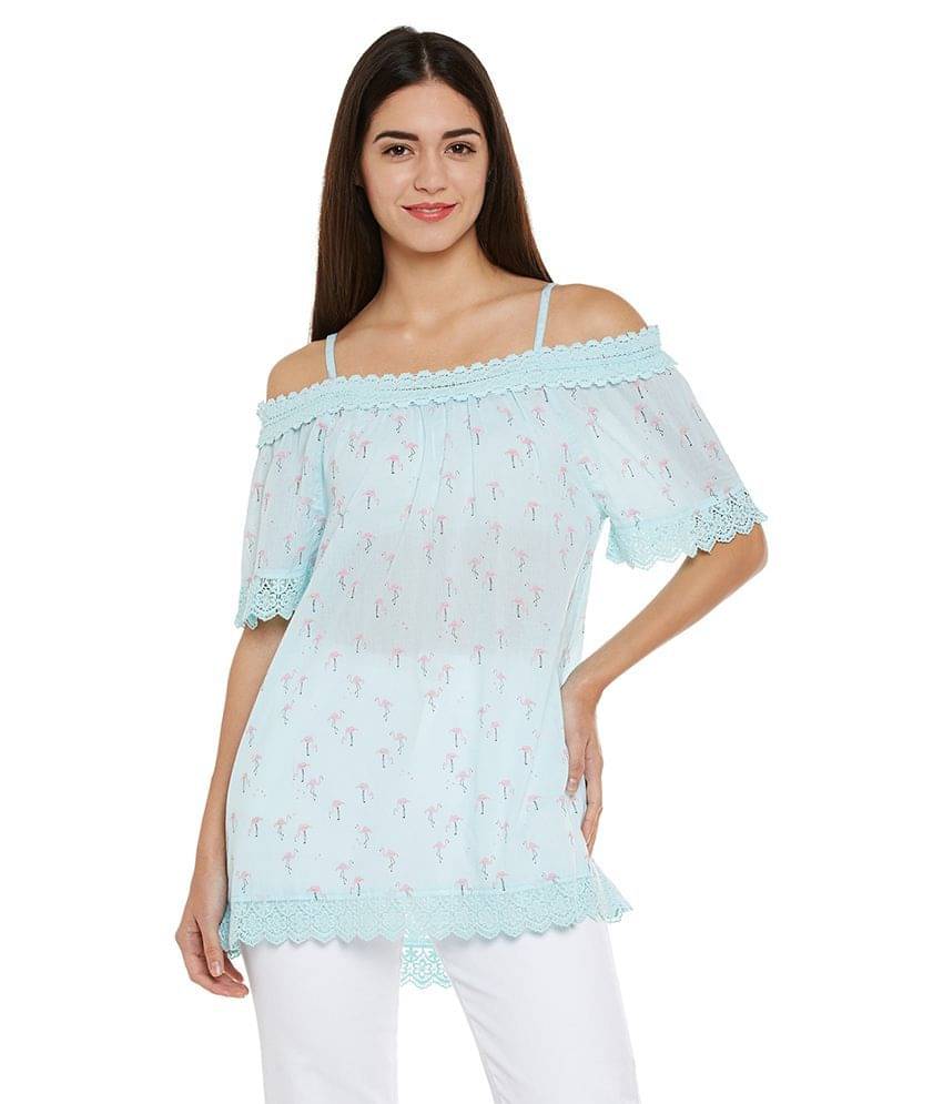 Oxolloxo Women's Cotton Regular Top ( Blue )     			Oxolloxo Women's Cotton Regular Top ( Blue )