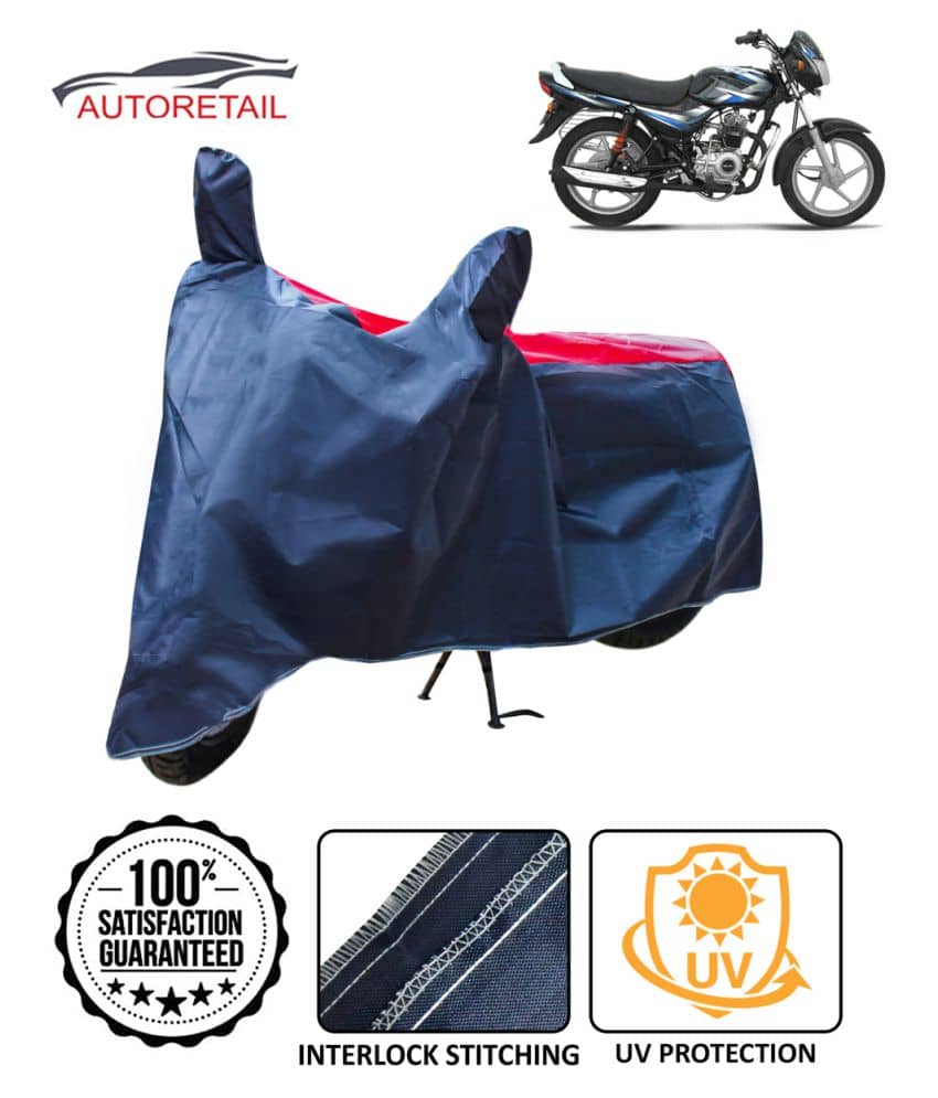 Autoretail Dust Proof Two Wheeler Polyster Cover With (Mirror Pocket) for Bajaj CT 100 with Buckle Lock (Red & Blue)