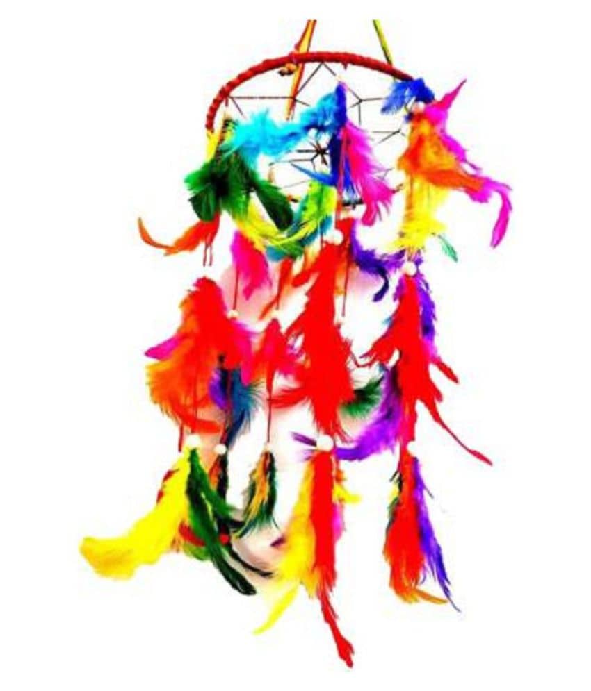 new lucky Feather Multicolour Dream Catcher - Pack of 1 ( 65 X 18 cms )