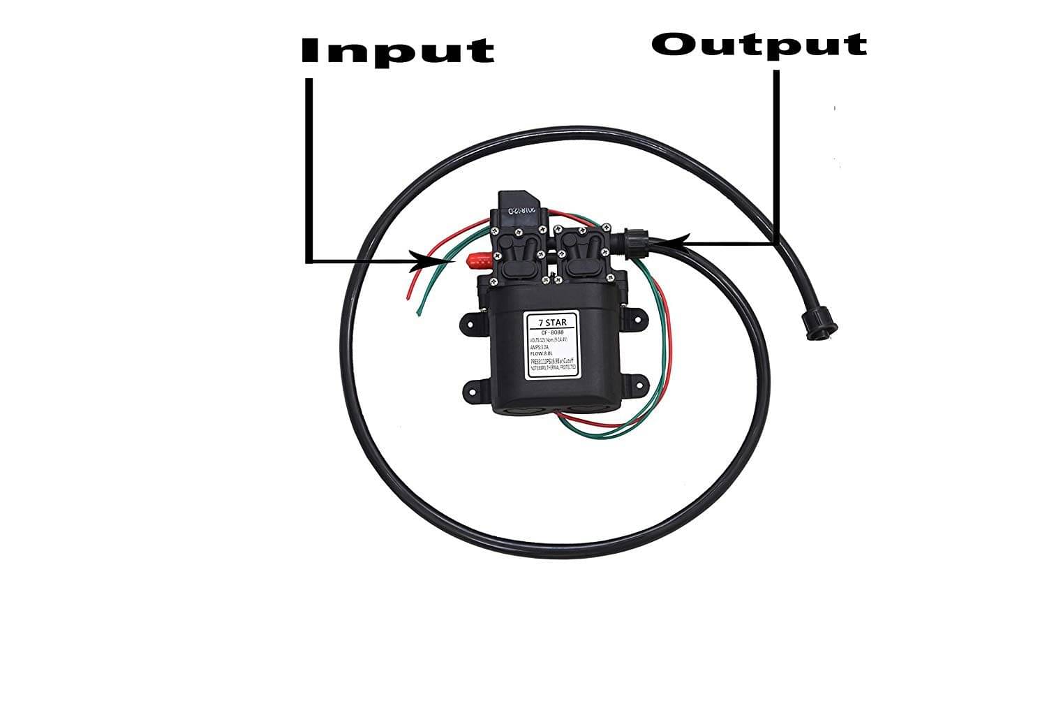 sai 8.0 LPM/200psi 12v DC Double-core Self Priming Double Head Battery Sprayer Pump Double Motor Diaphragm Water Pump with Output Connection Pipe (Black) sai 8.0 LPM/200psi 12v DC Double-core Self Priming Double Head Battery Sprayer Pump Double Motor Diaphragm Water Pump with Output Connection Pipe (Black)