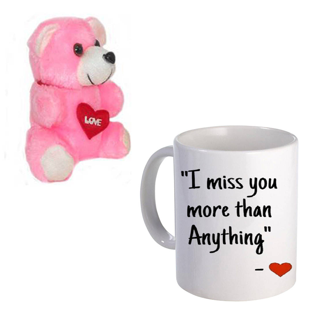     			COLOR YARD I miss you more than anything with pink teddy bear Ceramic Coffee Mug 2 Pcs 327 mL