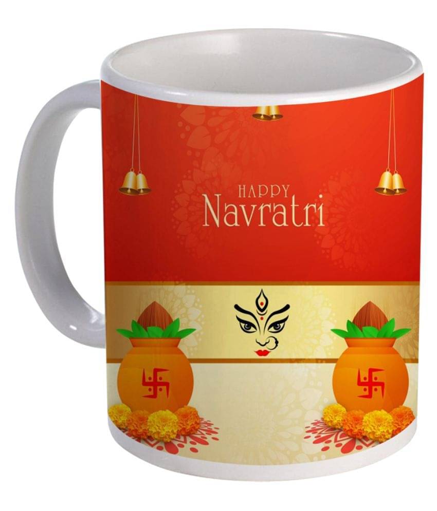     			COLOR YARD happy navrtatri with mata and kalash multi color Ceramic Coffee Mug 1 Pcs 320 mL