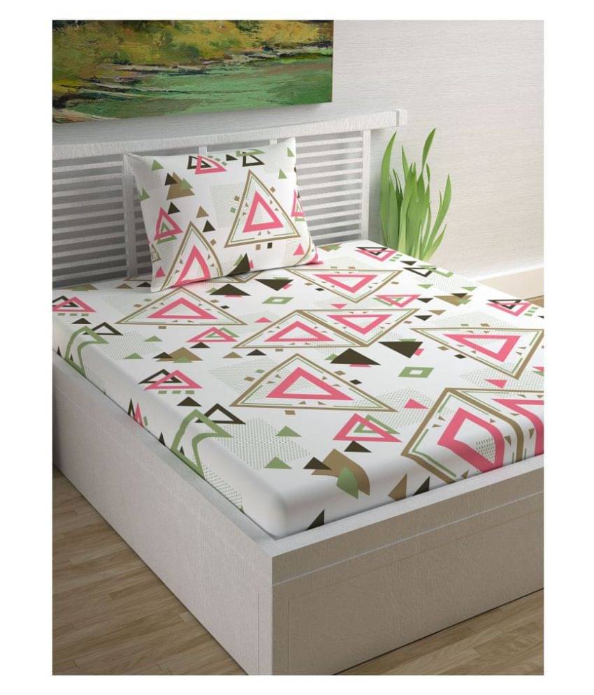 DIVINE CASA Cotton Single Bedsheet ( Pink ) DIVINE CASA Cotton Single Bedsheet ( Pink )