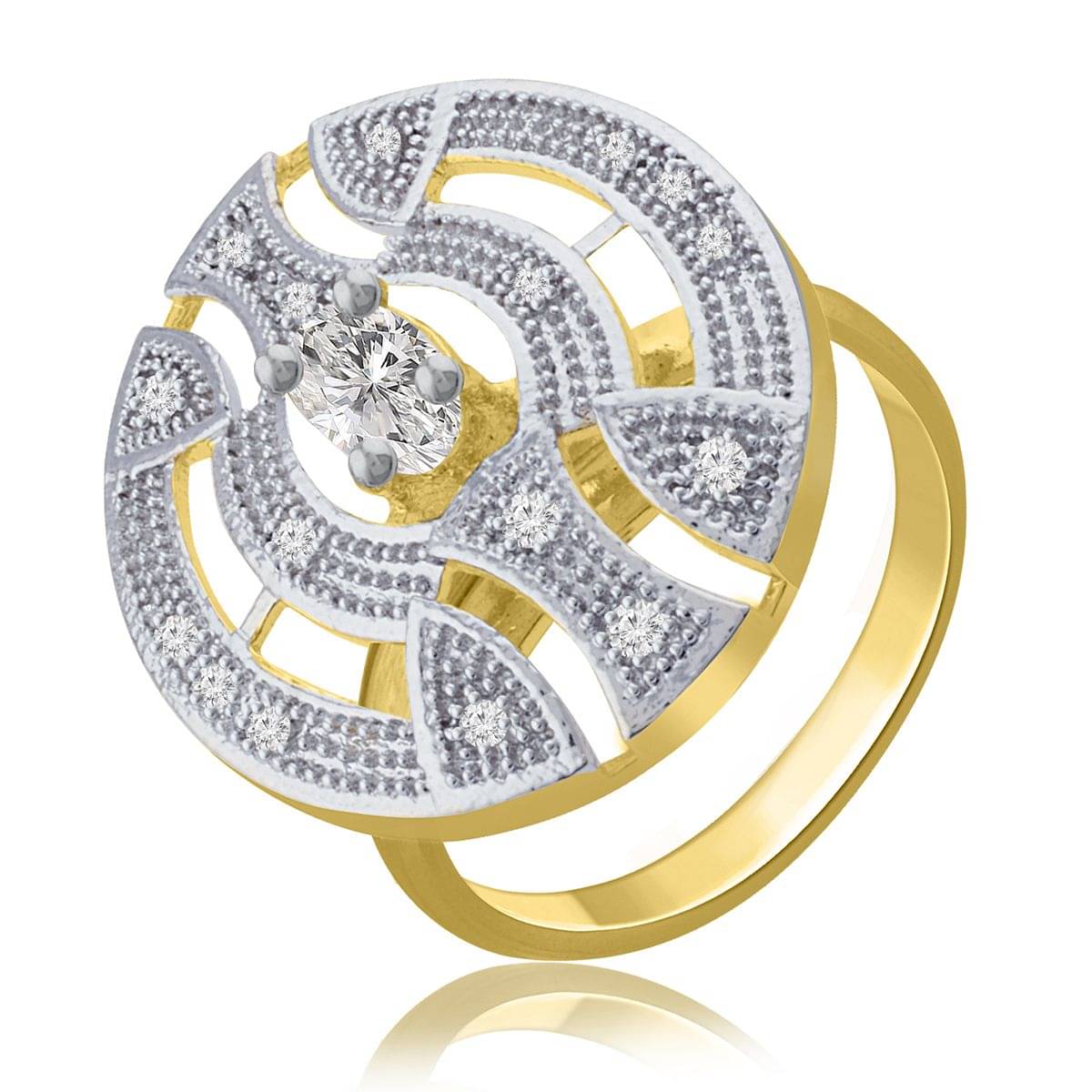 Spargz Contemporary Party Wear Brass Gold Plated CZ Stone Ring For Women Spargz Contemporary Party Wear Brass Gold Plated CZ Stone Ring For Women