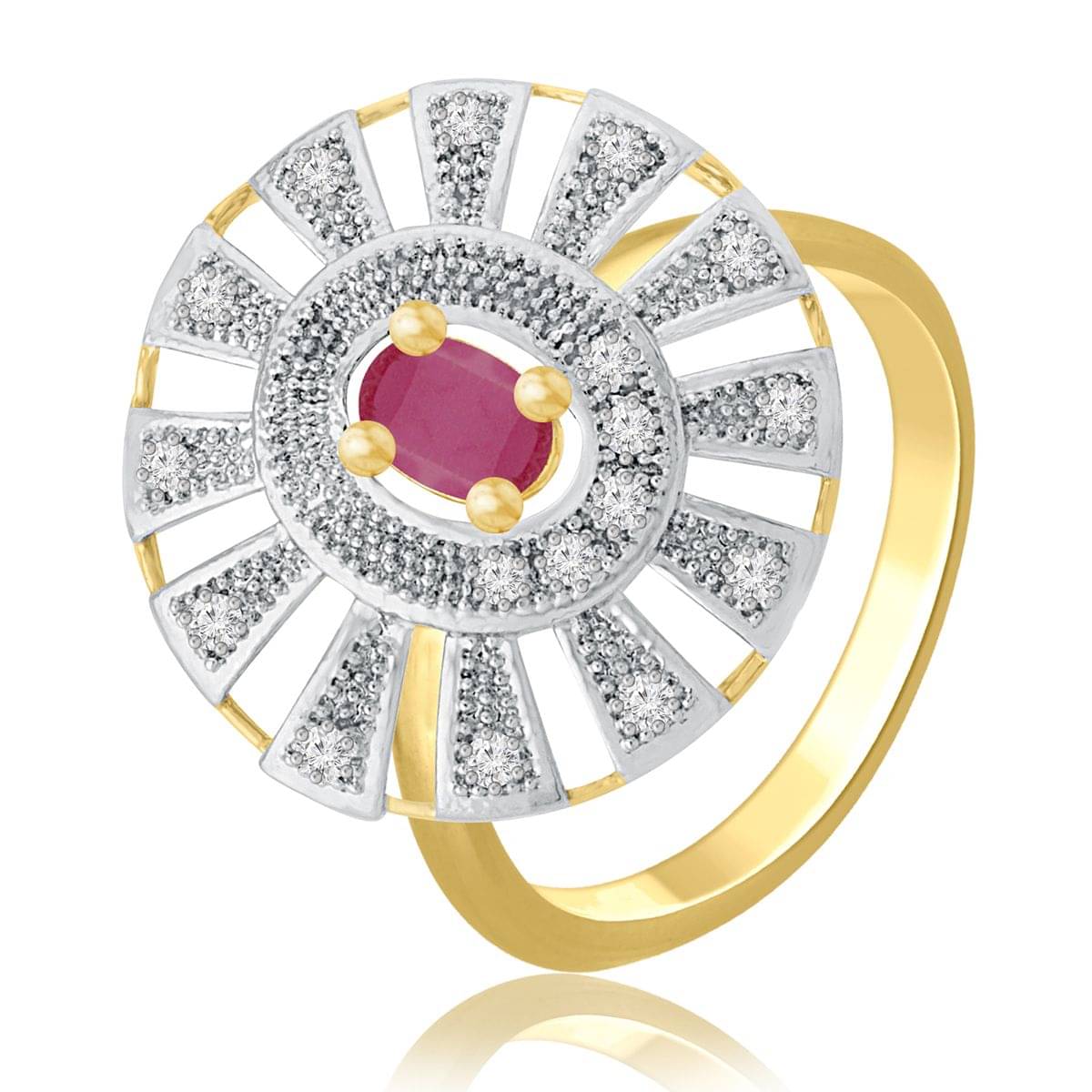     			Spargz Contemporary Party Wear Brass Gold Plated CZ Stone Ring For Women