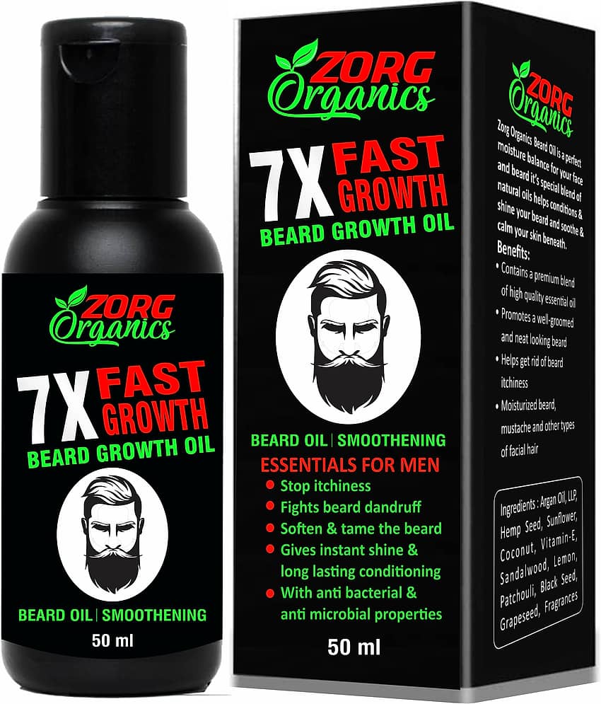 Zorg Organics 7X Growth Beard Oil Hair Oil 50 ml - Beard Care and Tools | Buy online on ZillyBuy
