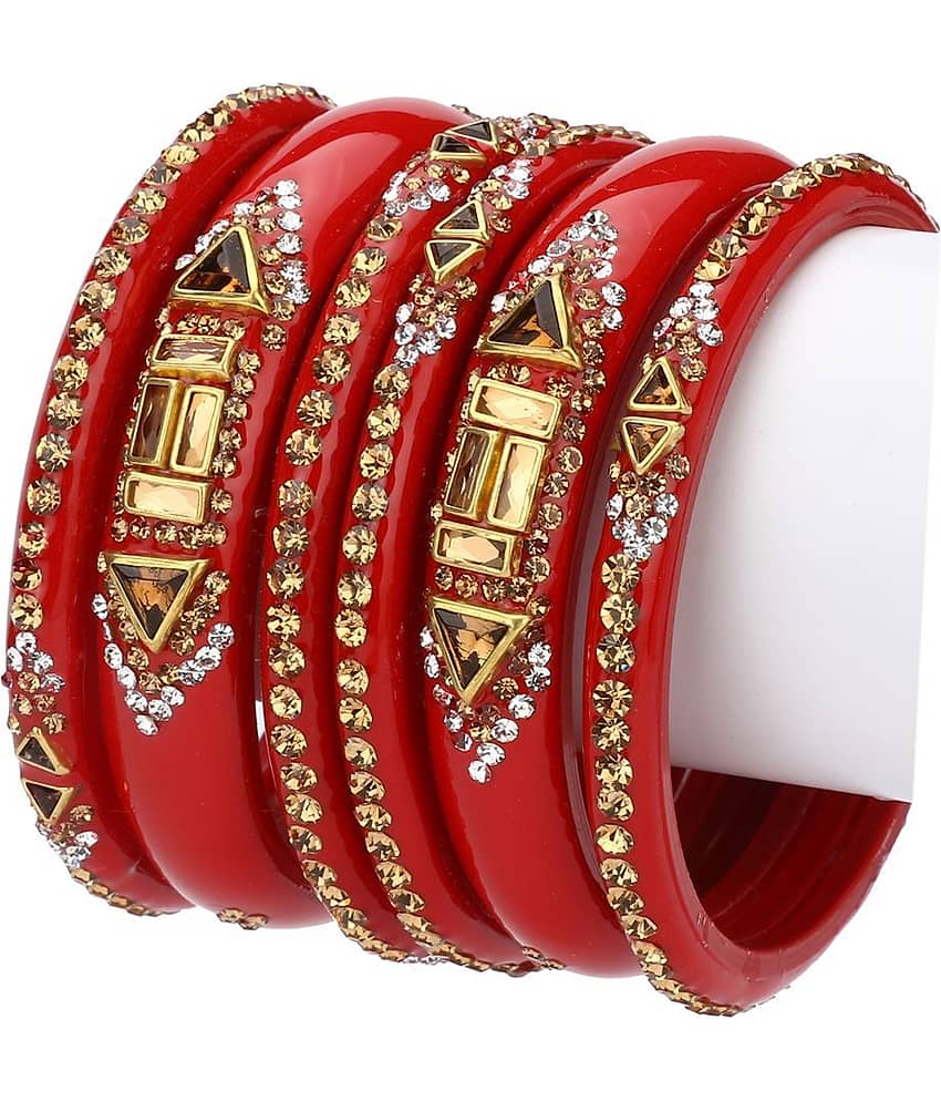 Afast Designer Colorful Collection Red & Golden 6 Fashion Bangle Set Ornamented With Exclusive Beads-GB1.c - Bangles & Bracelets | Buy online on ZillyBuy