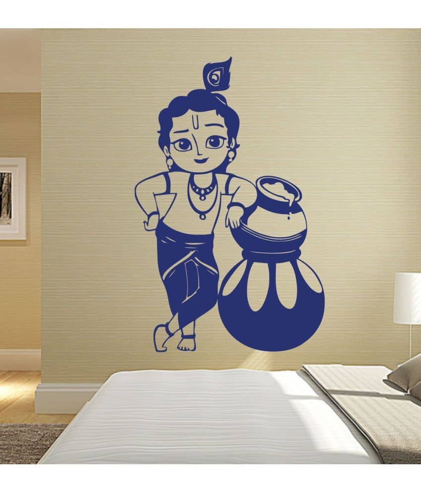 Decor Villa Full krishna with matki Religious & Inspirational Sticker ( 91 x 58 cms )