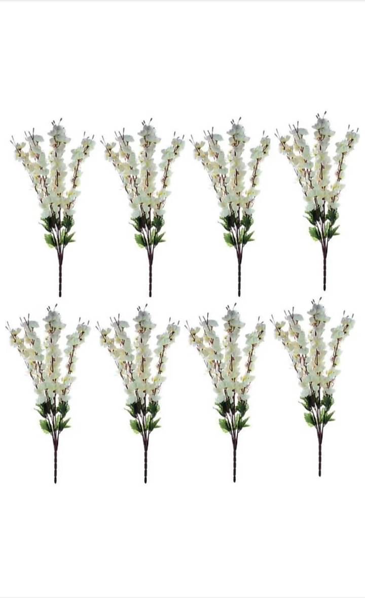 fns store Assorted White Artificial Flowers Bunch - Pack of 8 fns store Assorted White Artificial Flowers Bunch - Pack of 8