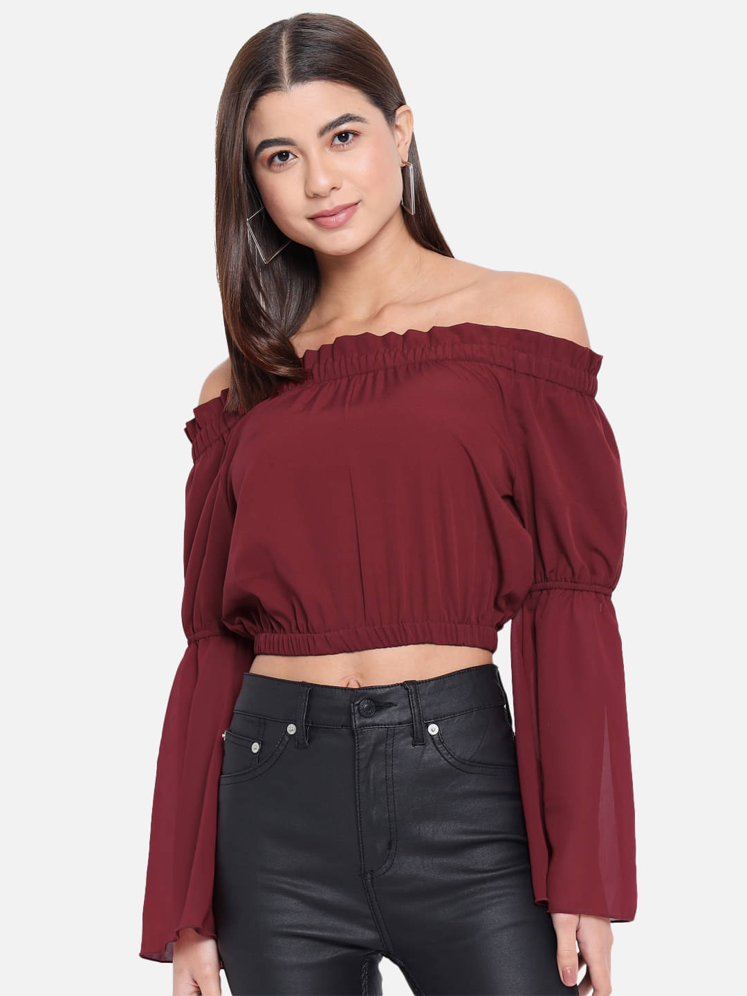 ALL WAYS YOU Women's Polyester Crop Top ( Red ) ALL WAYS YOU Women's Polyester Crop Top ( Red )
