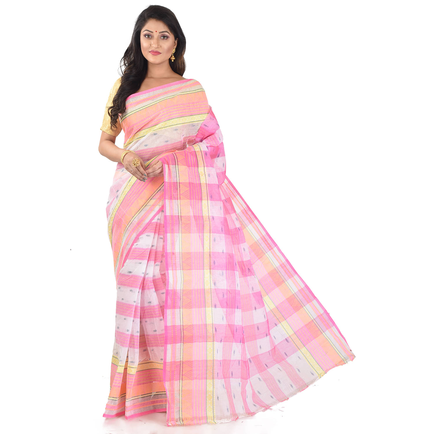     			Roy Enterprises Creation Bengal cotton Saree Without Blouse Piece ( Pink )