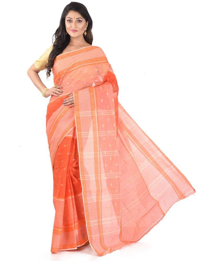    			Roy Enterprises Creation Bengal cotton Saree Without Blouse Piece ( Orange )