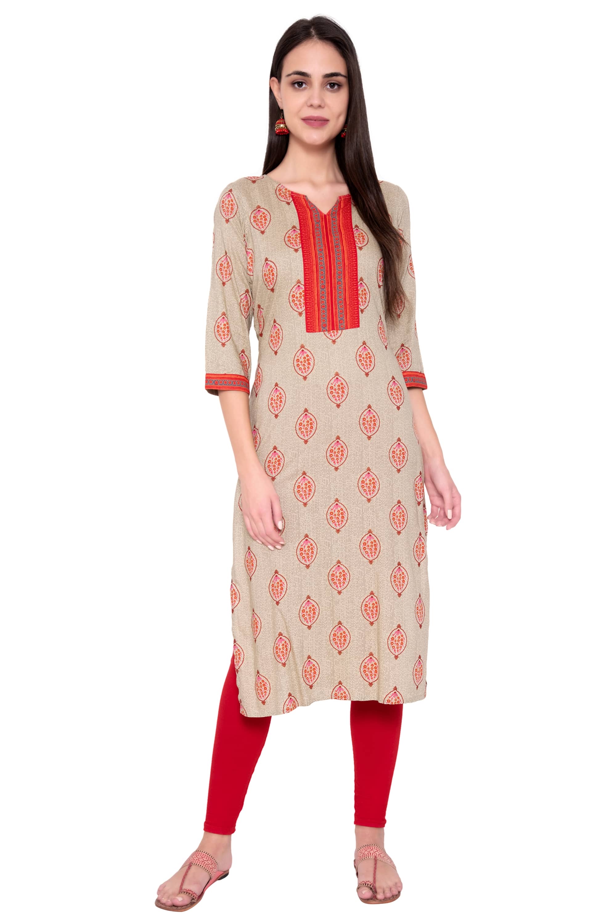 GOD BLESS Beige Rayon Straight Kurti - Single - Kurtis, Tunics | Buy online on ZillyBuy