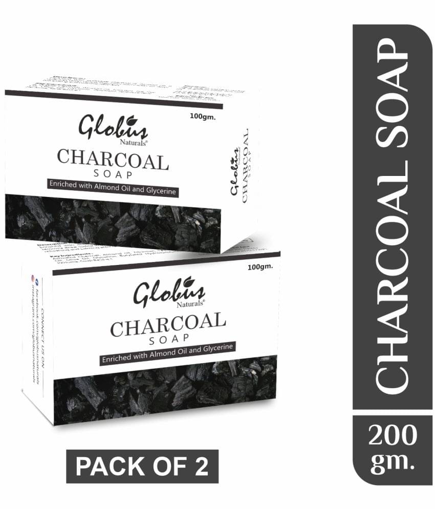 Globus Naturals Charcoal Soap Enriched with Almond oil and Glycerine Bathing Bar, 100gm (Pack of 2) Globus Naturals Charcoal Soap Enriched with Almond oil and Glycerine Bathing Bar, 100gm (Pack of 2)