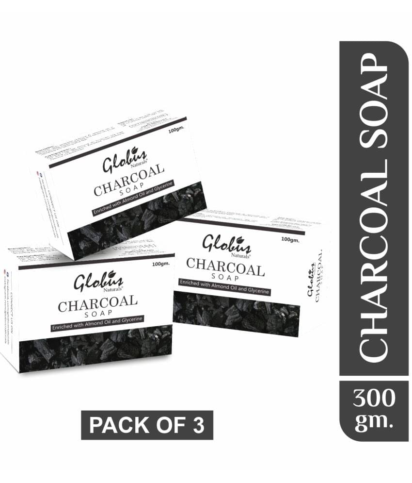 Globus Naturals Charcoal Soap Enriched with Almond oil and Glycerine Bathing Bar 100 g (Pack of 3) Globus Naturals Charcoal Soap Enriched with Almond oil and Glycerine Bathing Bar 100 g (Pack of 3)