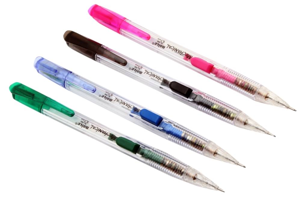    			Srpc Set Of 4 - Baile 0.7 mm Mechanical Pencil With Eraser Transparent Pen Barrel New