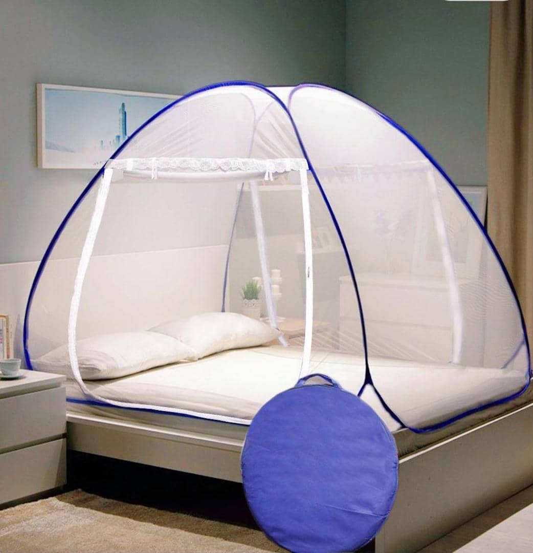 RIDDHI Queen Blue Plain Mosquito Net, Machardani