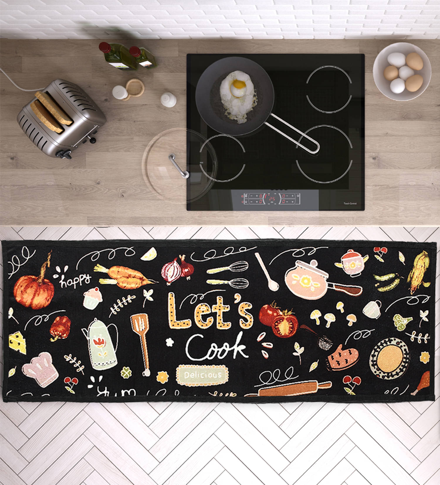 Aazeem digital printed black Ultra-Thin kitchen runner(1pc, 18 In X 53 In) Aazeem digital printed black Ultra-Thin kitchen runner(1pc, 18 In X 53 In)