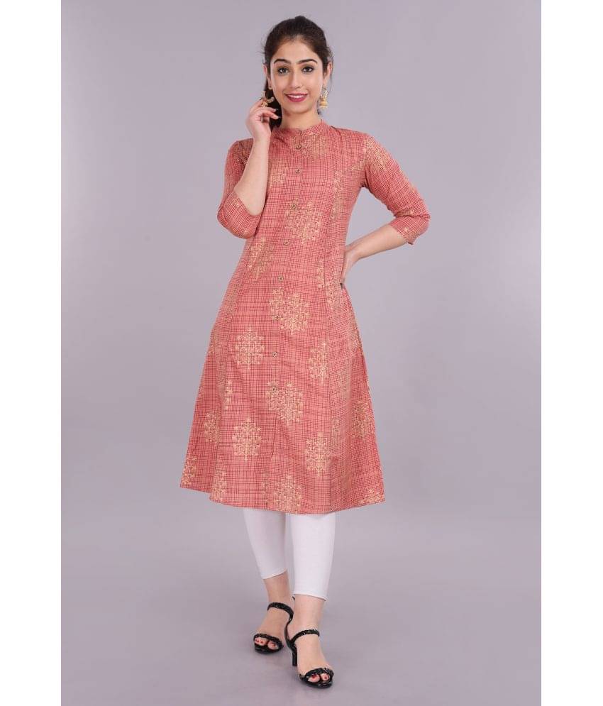 Glorious - Peach Cotton Blend Women's Front Slit Kurti ( Pack of 1 )     			Glorious - Peach Cotton Blend Women's Front Slit Kurti ( Pack of 1 )