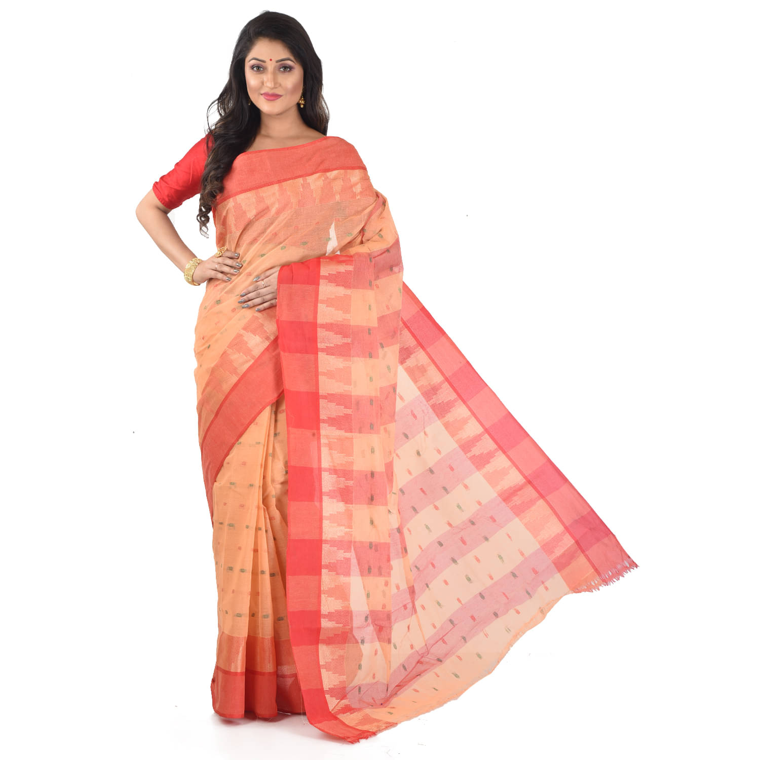     			Roy Enterprises Creation Bengal cotton Saree Without Blouse Piece ( White )