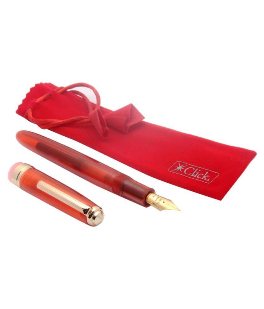     			Click Falcon Full Demonstrator Fountain Pen Fine Nib With Golden Trims - Red
